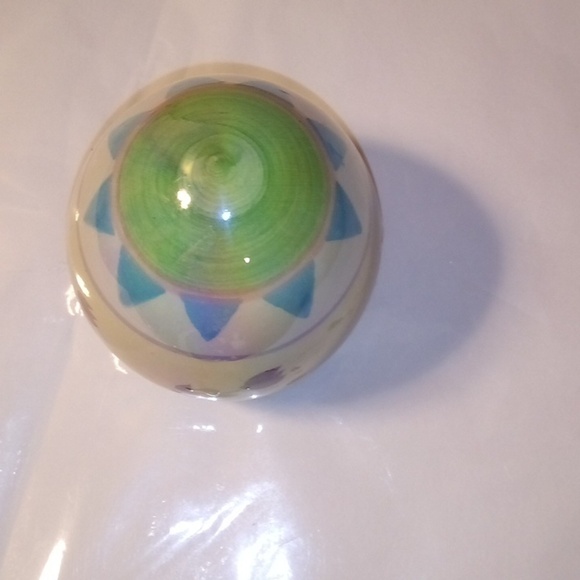 Handmade Yellow Egg With Purple Flowers - Picture 3 of 4